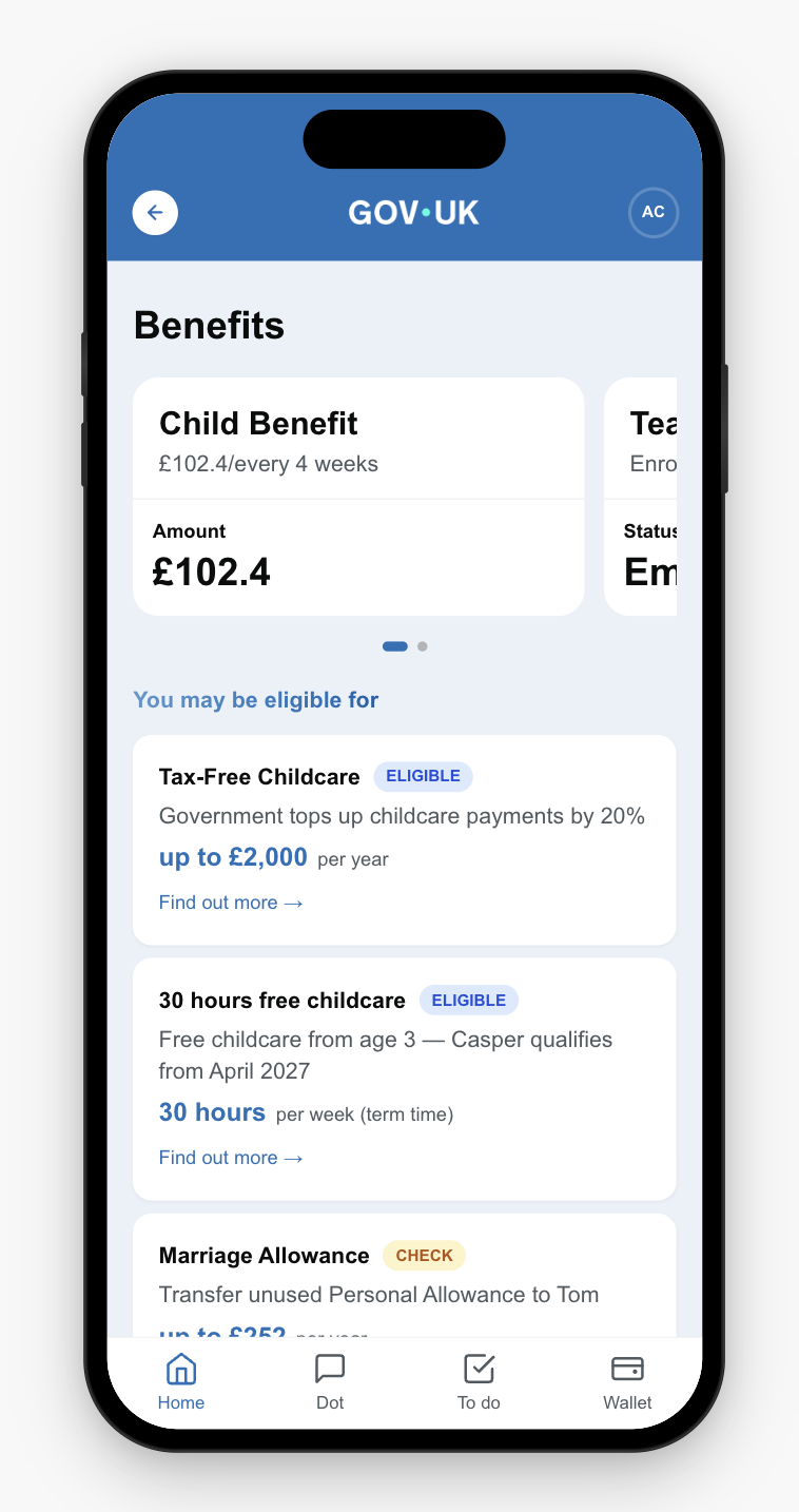 Benefits topic page with eligibility cards