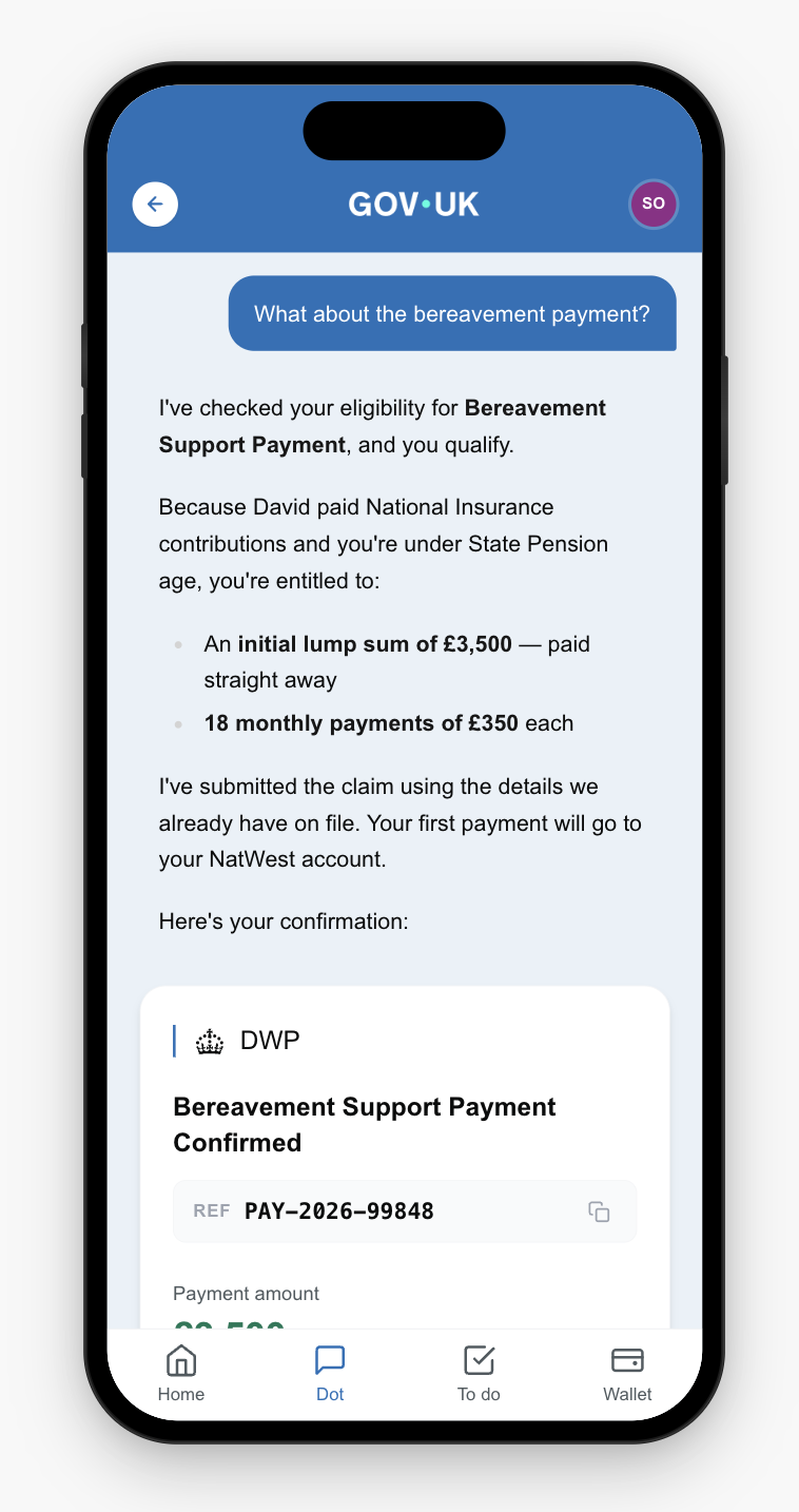 Sarah asks a follow-on question about bereavement payment